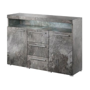 Buffet 130cm BOMBAY colore grigio effetto ardesia. Illuminazione LED multicolore integrata.