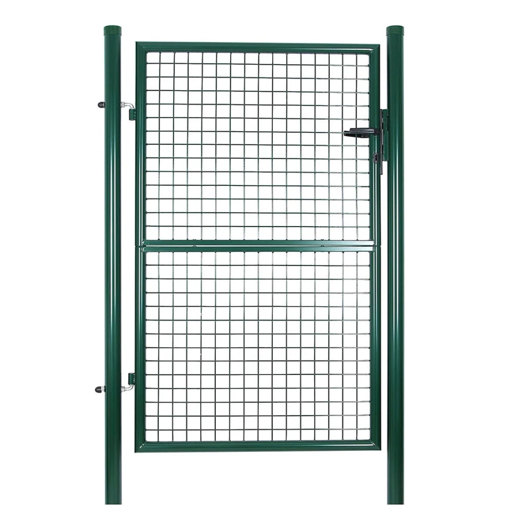 Cancello in ferro zincato recinzione cancello cancello da giardino robusto e durevole con serratura maniglia e chiave qualità 106 x 150 cm grigio 12_0001522