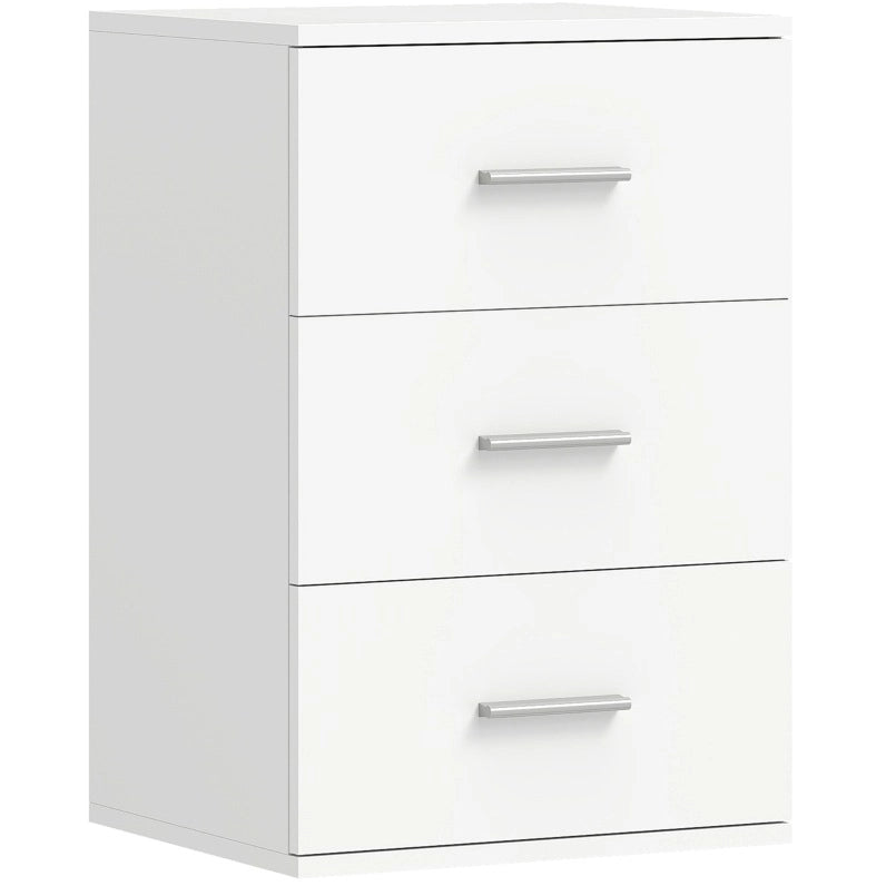 COMODINO 40x35x60 cm Bianco in MDF con 3 cassetti