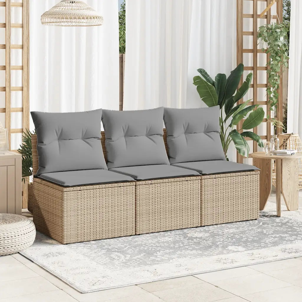 Divano da Giardino con Cuscini a 3 Posti Beige in Polyrattancod mxl 111239