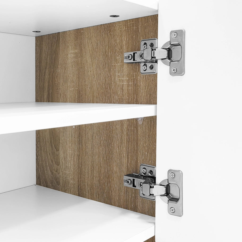 Mobile TV con 3 Ante e 2 Cassetti; Cerniere Ammortizzate; Stile Elegante; 190??35??45 cm; in MDF e Truciolare; Bianco Oro