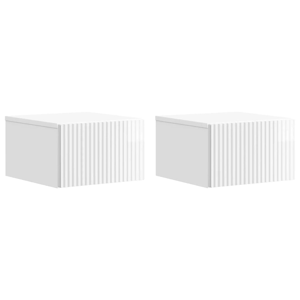 Mobiletto da notte a muro 2 pcs Bianco Lucido 33 x 34,5 x 20 cm 898434