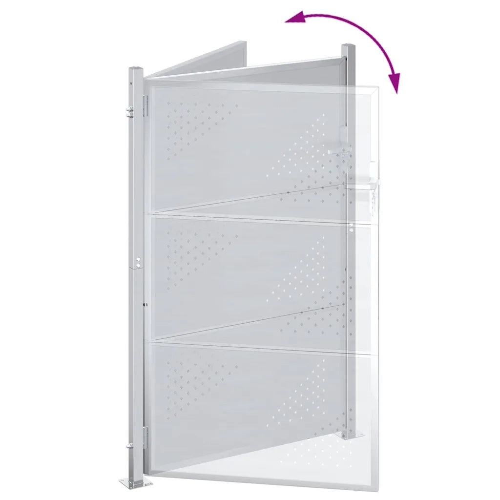 Cancello da giardino Argento 85 x 144 cm Acciaio inossidabile 3402583