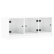Mobile TV | Armadietto TV | Mobile Porta TV con Ante in Vetro Bianco 102x37x42 cm