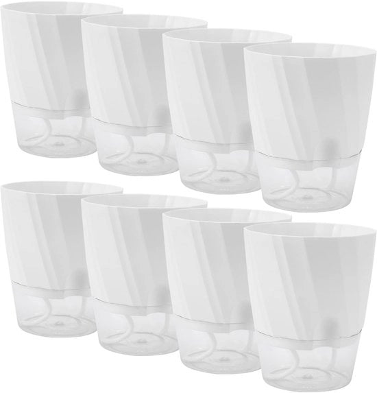 Vaso di Fiori 15 cm - 8 pezzi - Autoirrigazione - Sistema di Irrigazione - Vaso per Piante per Interno/Esterno - Ideale per Erbe