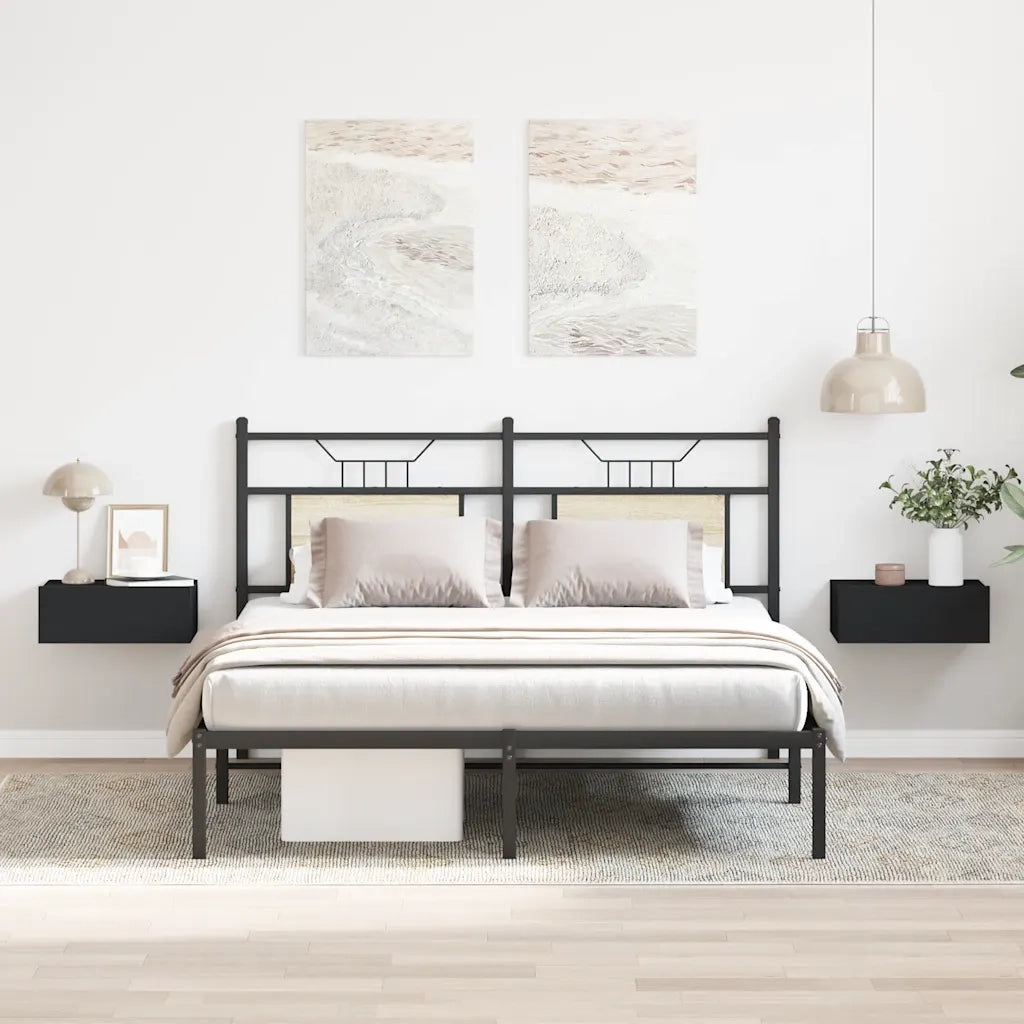 Comodini Pensili 2pz Neri 40x30x15 cm in Legno Multistrato 800309