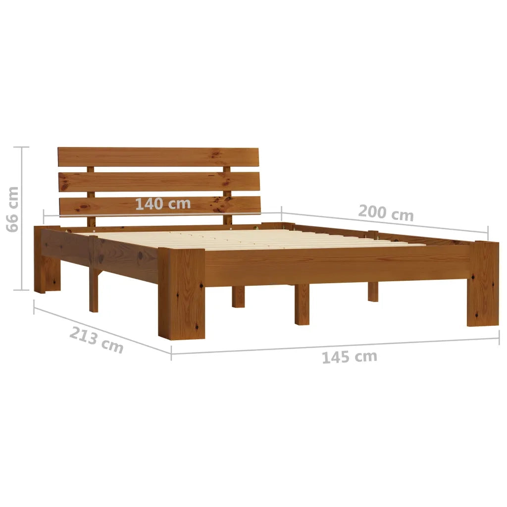 Letto matrimoniale | Letto per adulti | Giroletto senza Materasso Marrone Ambrato 140x200 cm in Pino