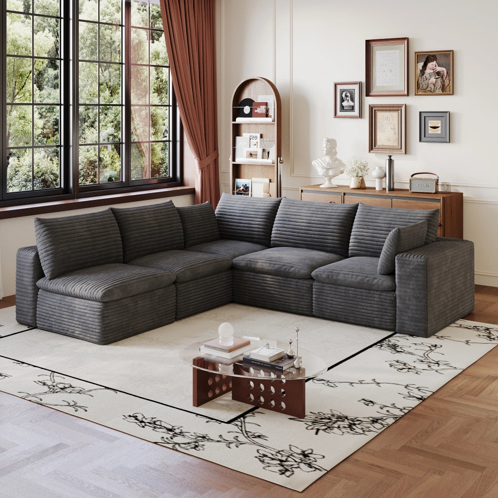 Divano Cloud 260x250 ¨C MINIMAL ¨C Velluto a Coste Grigio Scuro, Imbottito, Senza Montaggio