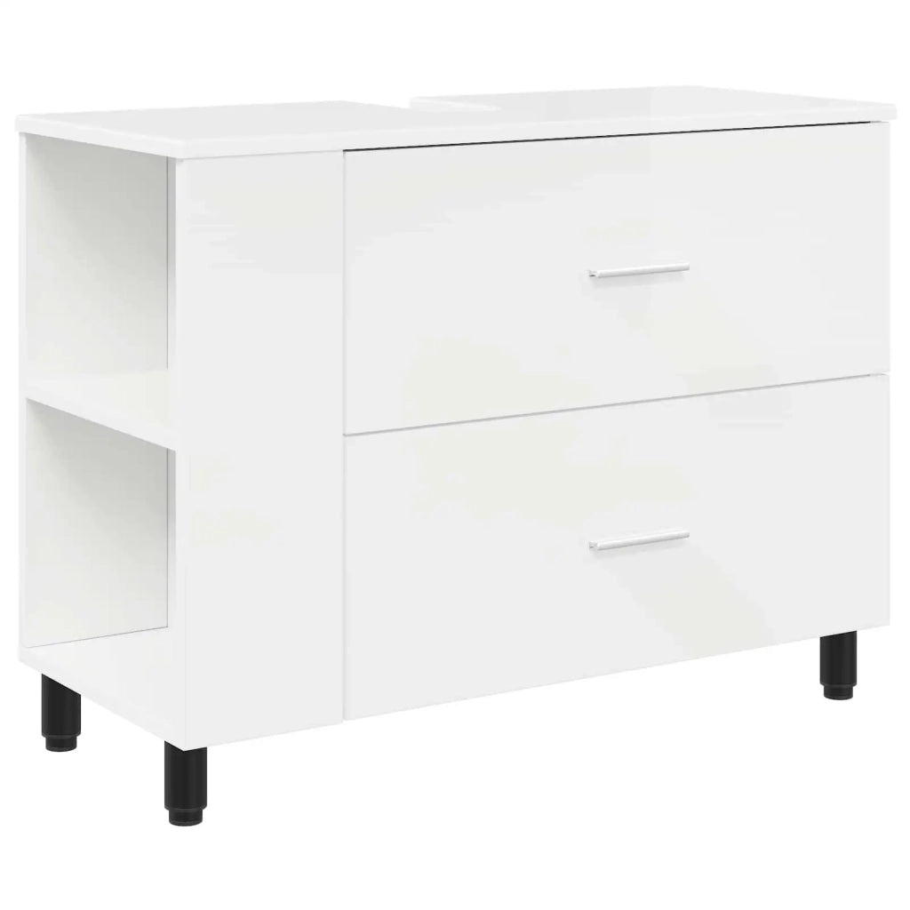Mobiletto da bagno Bianco Lucido 80 x 35 x 60 cm 889389