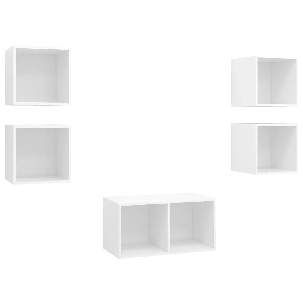 Set Mobili Porta TV 5 pz Bianco in Legno Multistrato cod mxl 59808