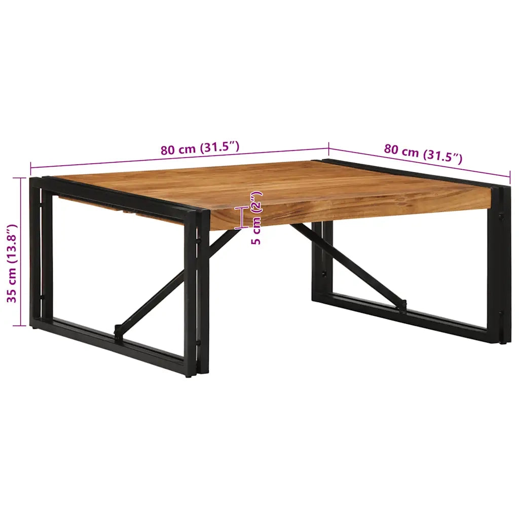 Tavolino Salotto-Tavolino da soggiorno-Tavolo 80x80x35 cm Legno Massello di Acacia
