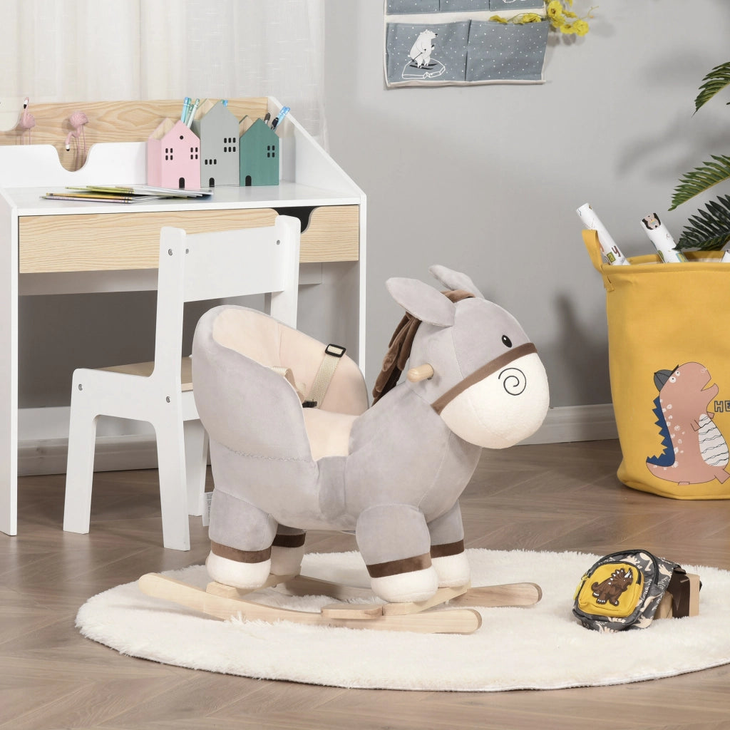 Cavallo a Dondolo per Bambini ¨C zephmum ¨C Grigio 61x34x58 cm