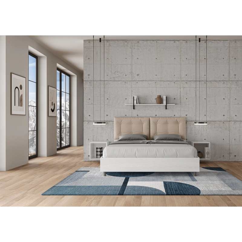 Letto Matrimoniale 160x200 cm cuscinatura Egos Annalisa - Similpelle,Tortora,Con rete