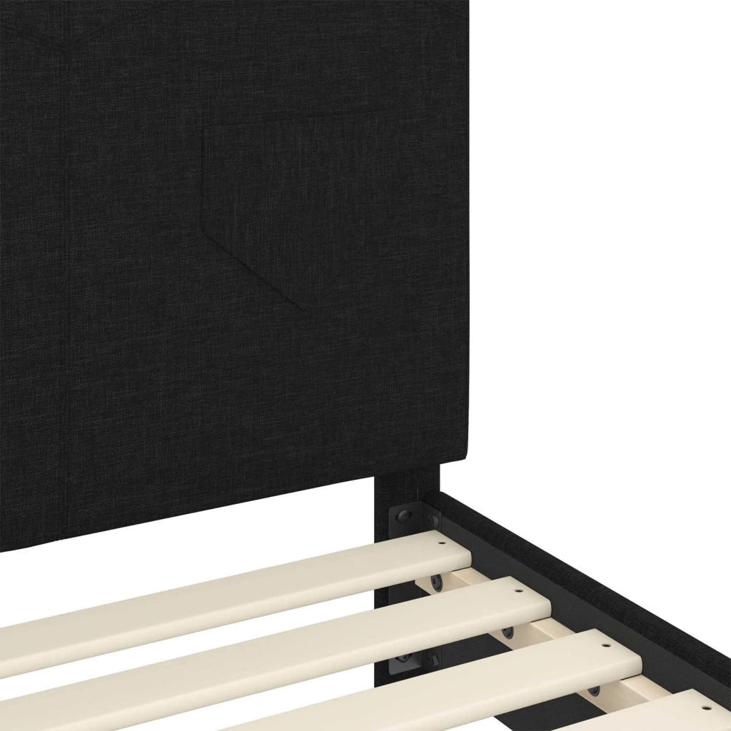 Struttura letto bambini con testata Nero 90 x 200 cm Tessuto