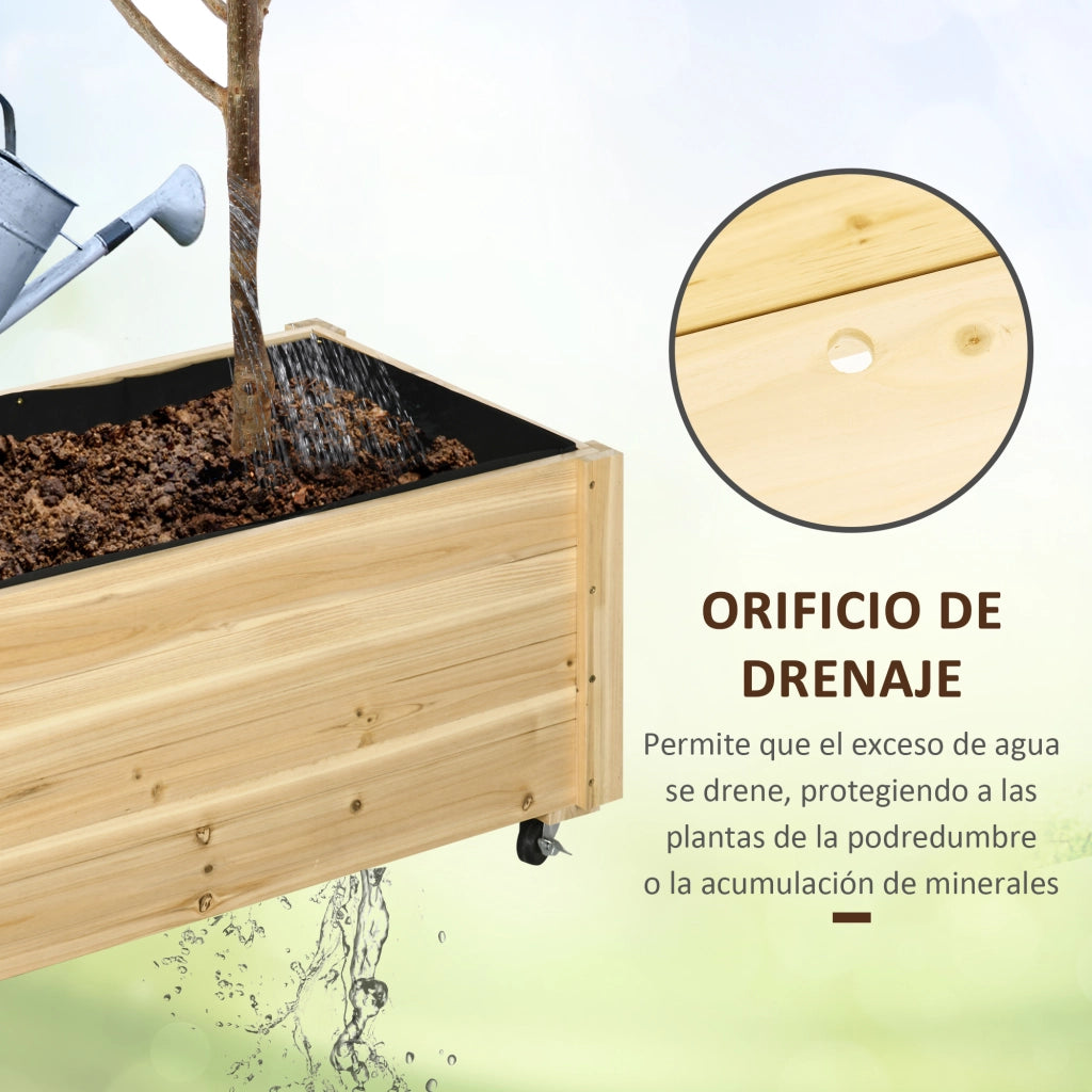 Fioriera Giardino Legno con Drenaggio e Telo ¨C zephmum ¨C 89x48x47 cm Naturale