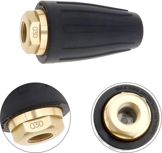 Nozzle Turbo-mondstuk 3000PSI - Snelkoppeling - Lega di alluminio - Resistenza alla pressione 200Kg - Pressione massima 207Bar - Adatto per pompe ad alta pressione per benzina/diesel - Mondstuk per pompa ad alta pressione