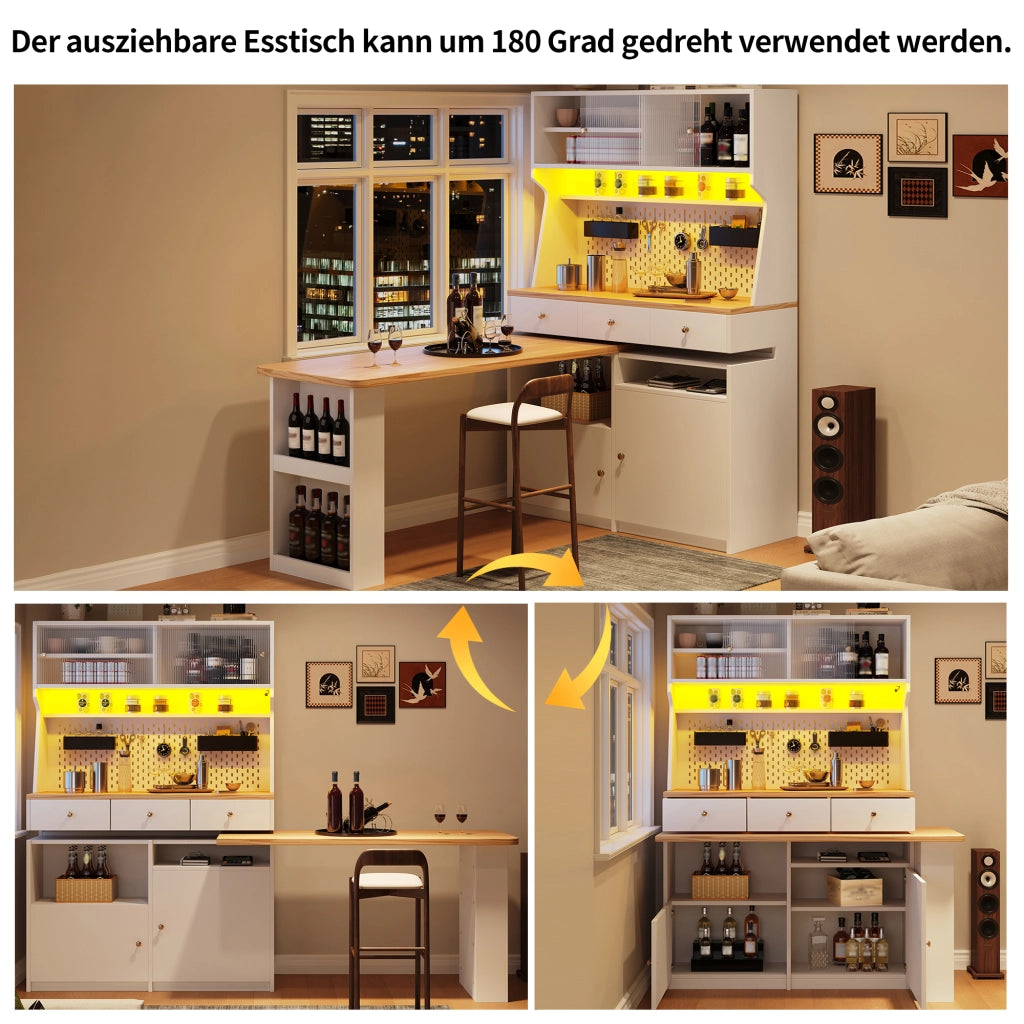 ARMADIO CUCINA 137x45x178 cm Bianco in MDF con LED