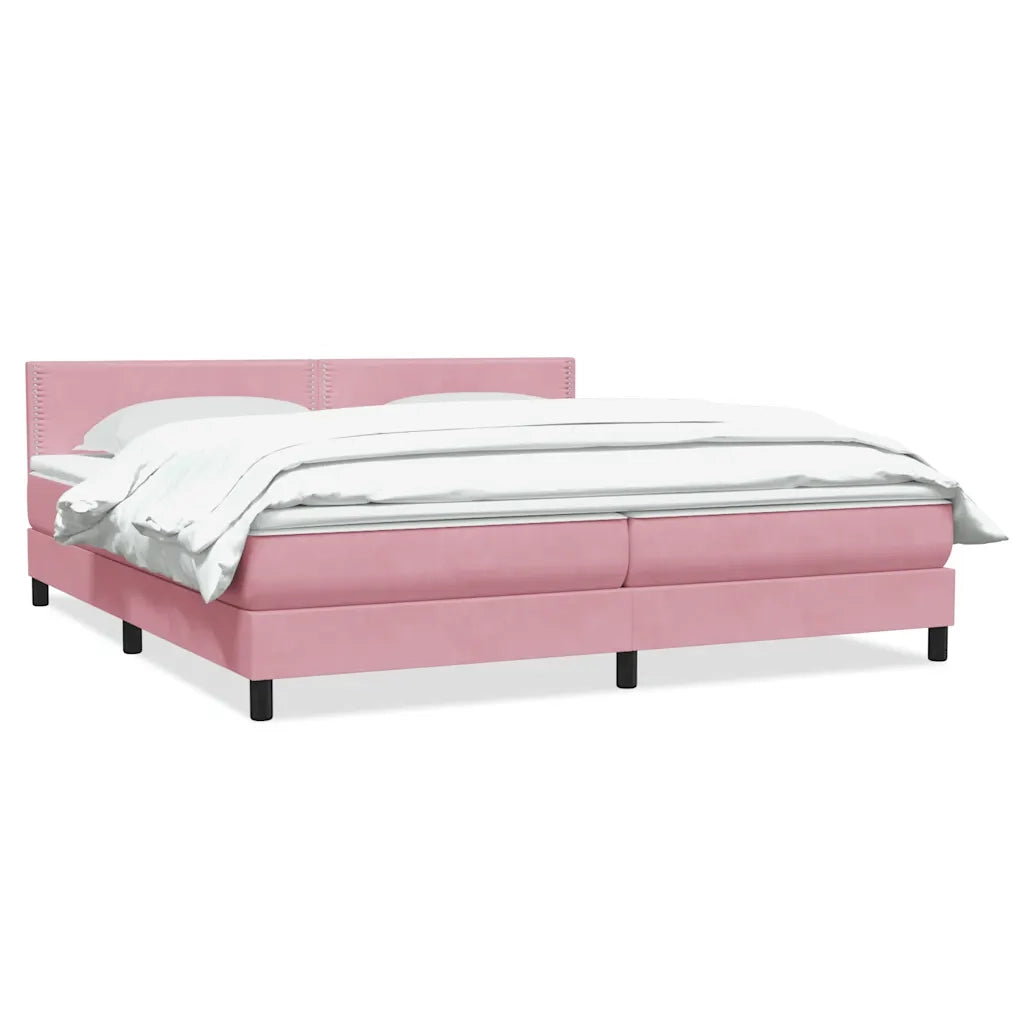 Giroletto a Molle con Materasso Rosa 180x210 cm in Velluto 3316130