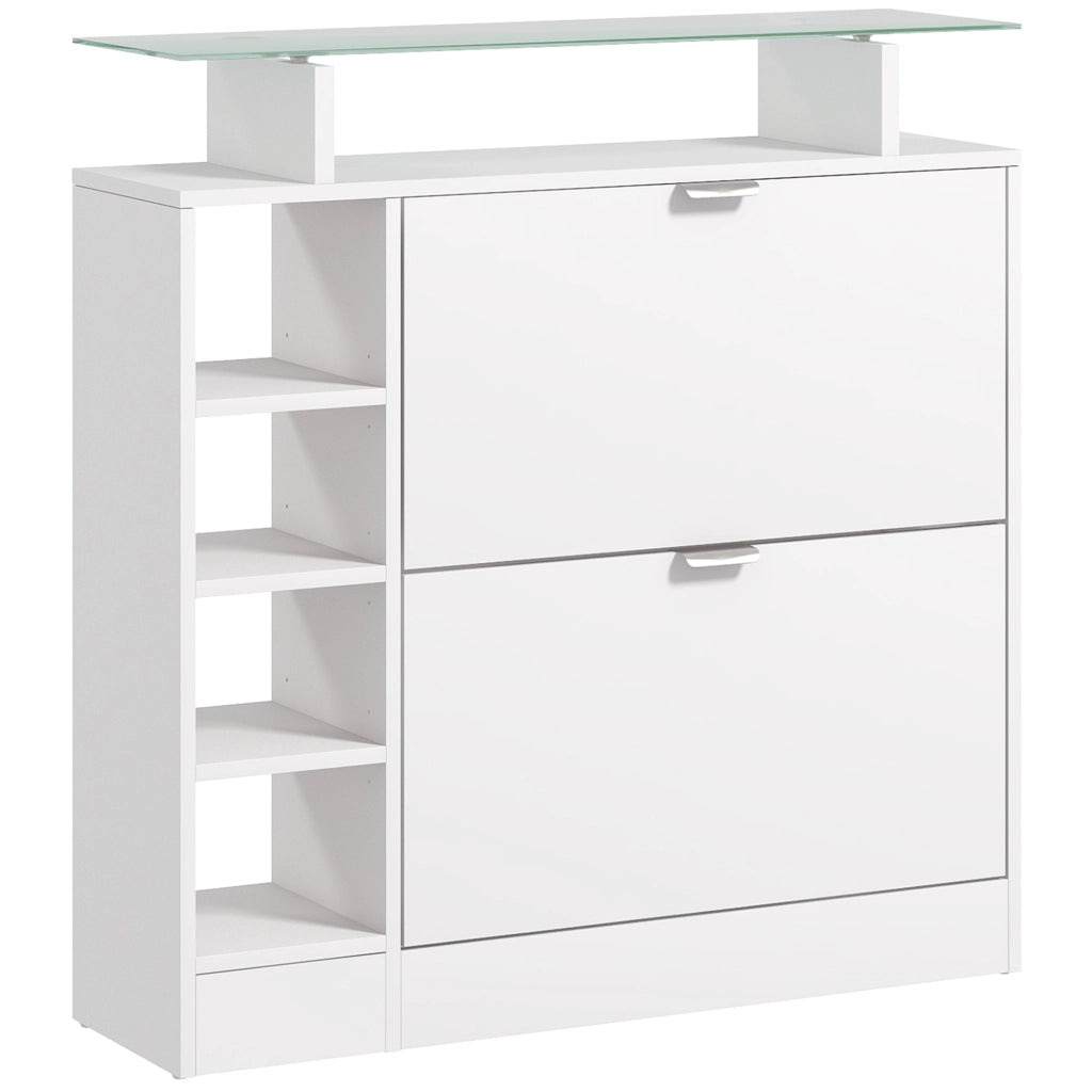 Mobile per scarpe con cassetti e ripiani ¨C zephmum ¨C bianco 89x25x92 cm