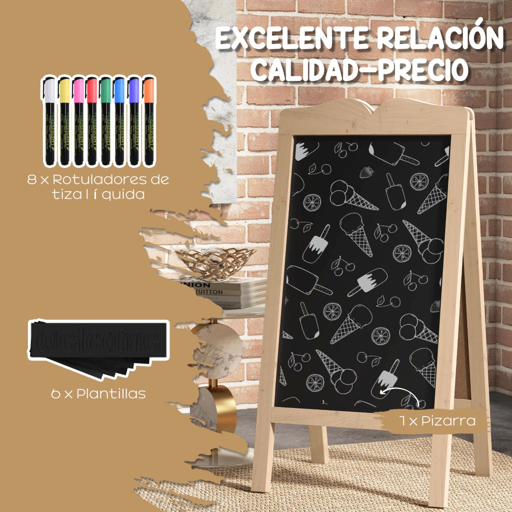 Cavalletto Bifacciale Pieghevole ¨C Xylo ¨C Legno con 8 Pennarelli e 6 Stencil 51x60x101 cm