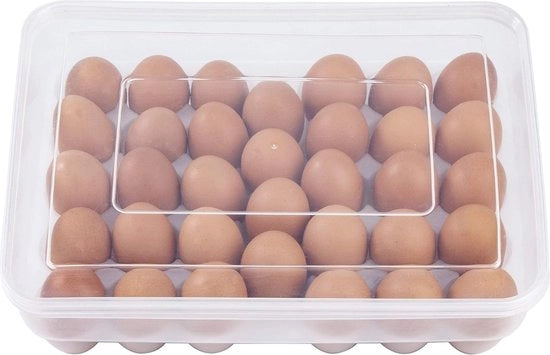 Scatola per uova in plastica grande per frigorifero - con coperchio - adatto per 34 uova