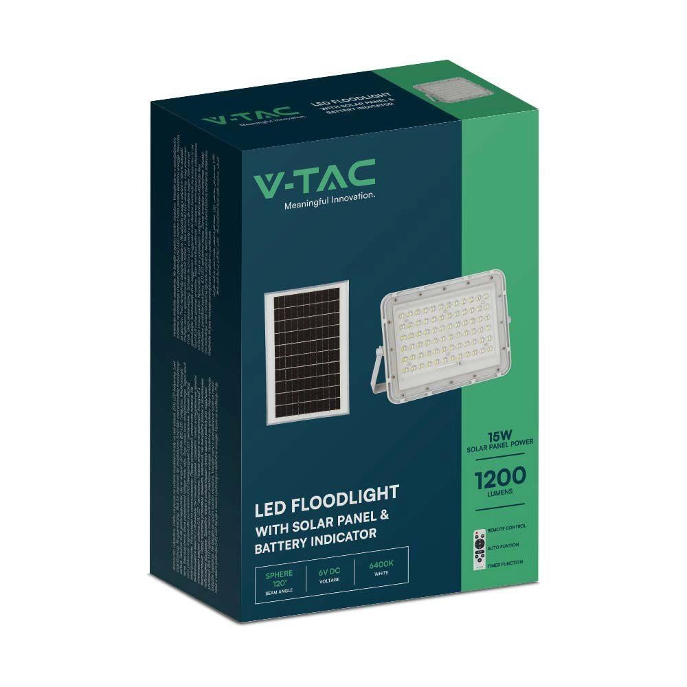 V-TAC Faro LED solare 15W 4000K 1200lm IP65 telecomando