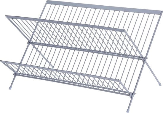 Afdruiprek per servizio da tavola in metallo (44,5x25x26 cm), colore grigio
