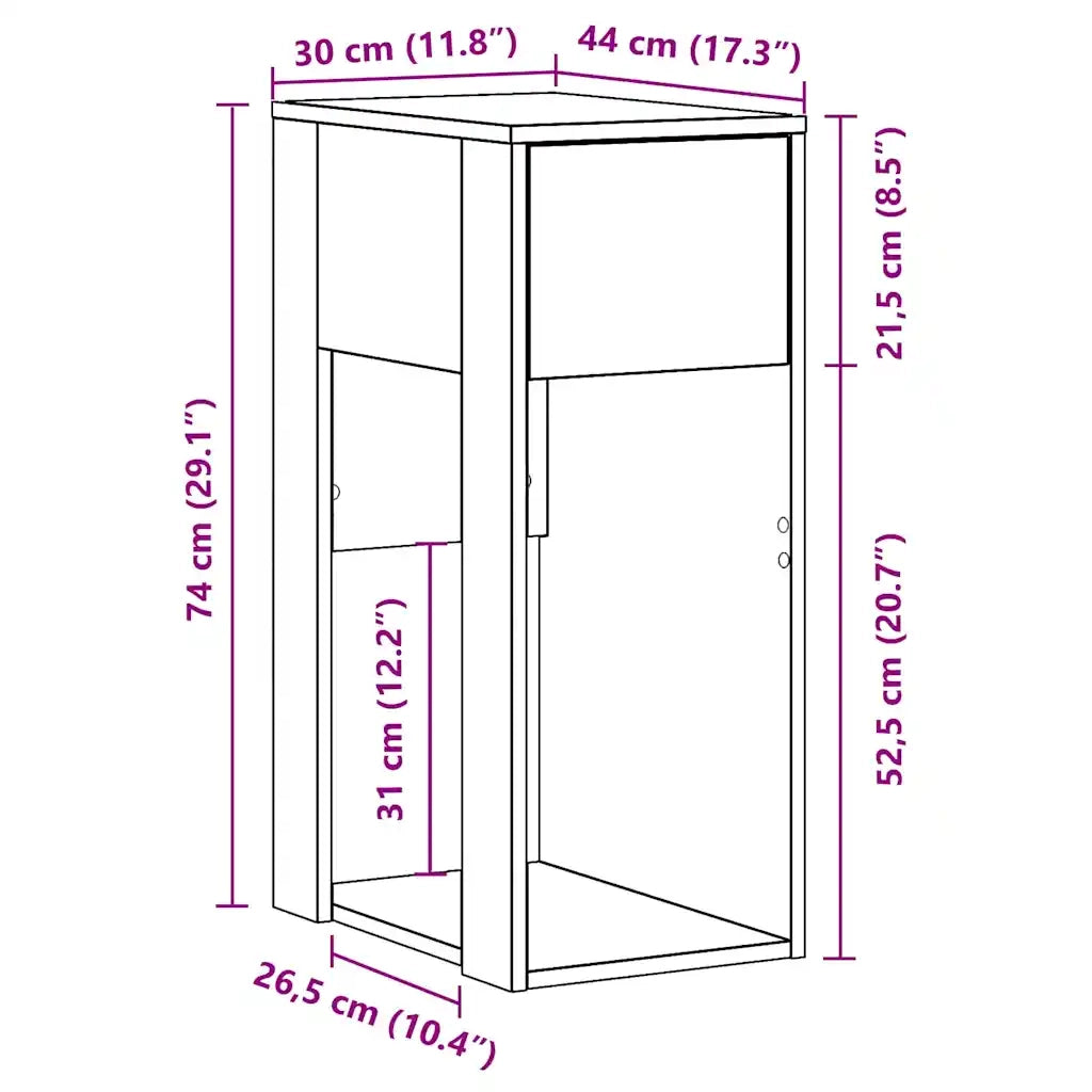 Supporto per Computer a Torre con Cassetto Rovere 30x44x74 cm CFW2439482