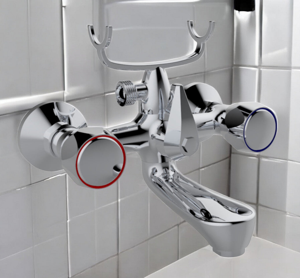 Rubinetto vasca cromato con maniglie tonde