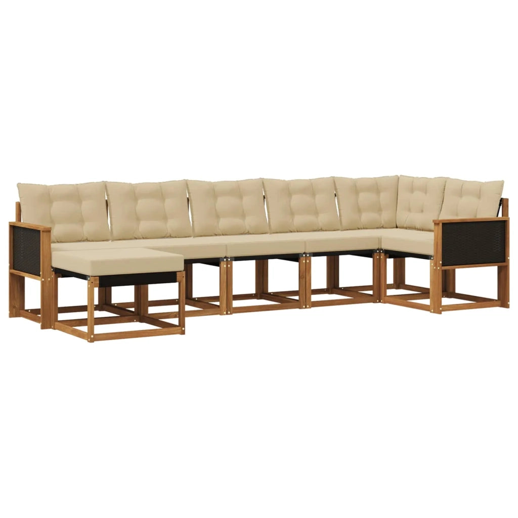 Set di divani da esterno 7 pz Naturale e Beige 3382089
