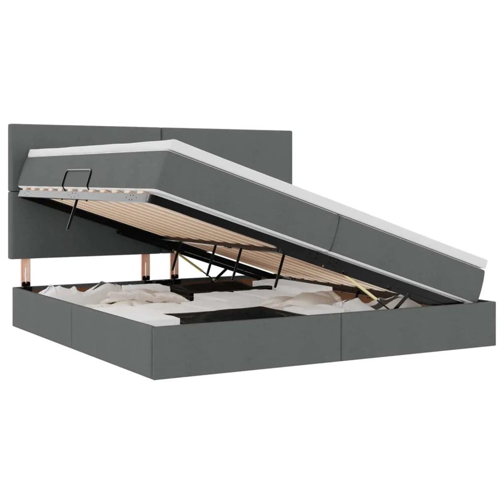 Letto con contenitore e LED con led Grigio scuro 200 x 200 cm 3372376