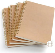 Set di 4 quaderni di appunti A5 a spirale con reticoli - Copertina di cartoncino e carta premium