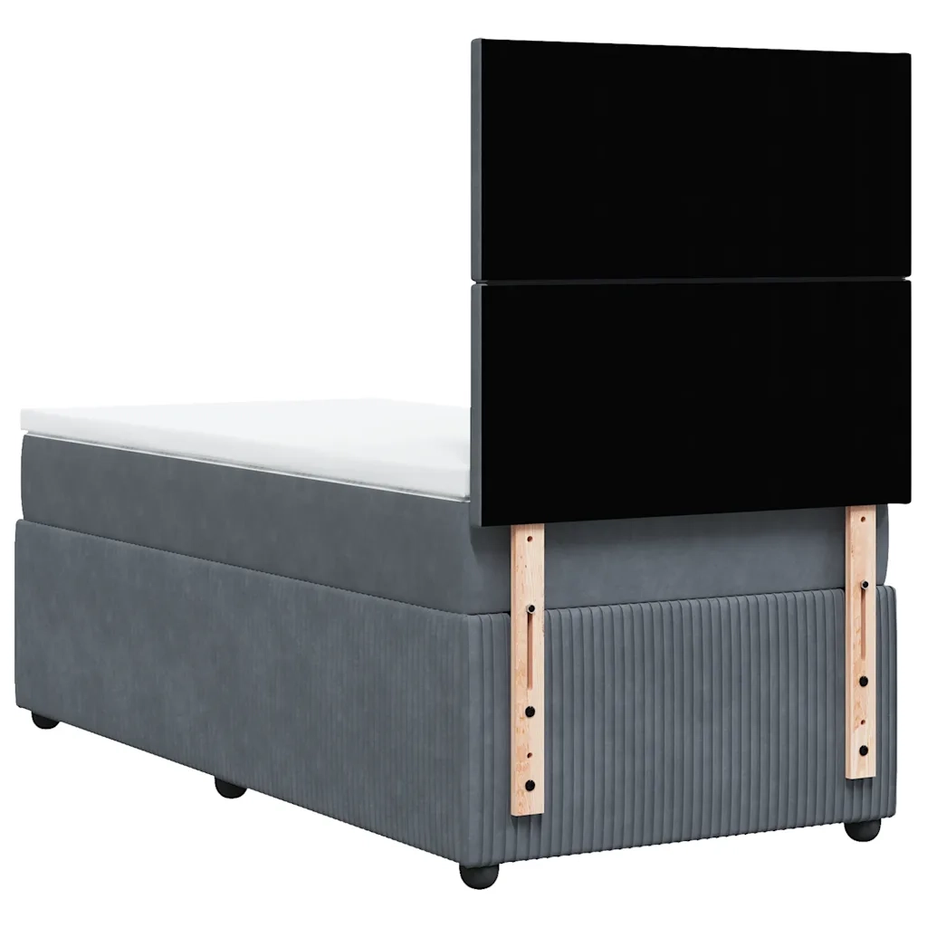 Giroletto a Molle con Materasso Grigio Scuro 100x200 cm Velluto