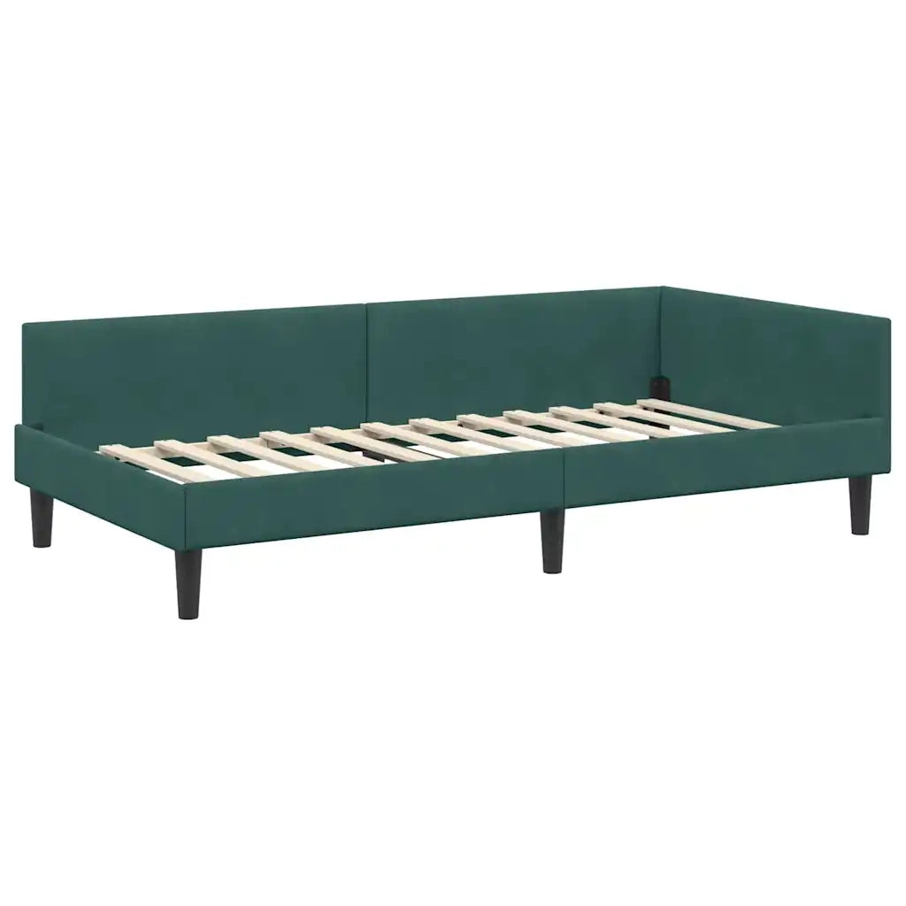 Cornice del letto ad angolo Verde Scuro 90 cm x 190 cm Velluto 42016146
