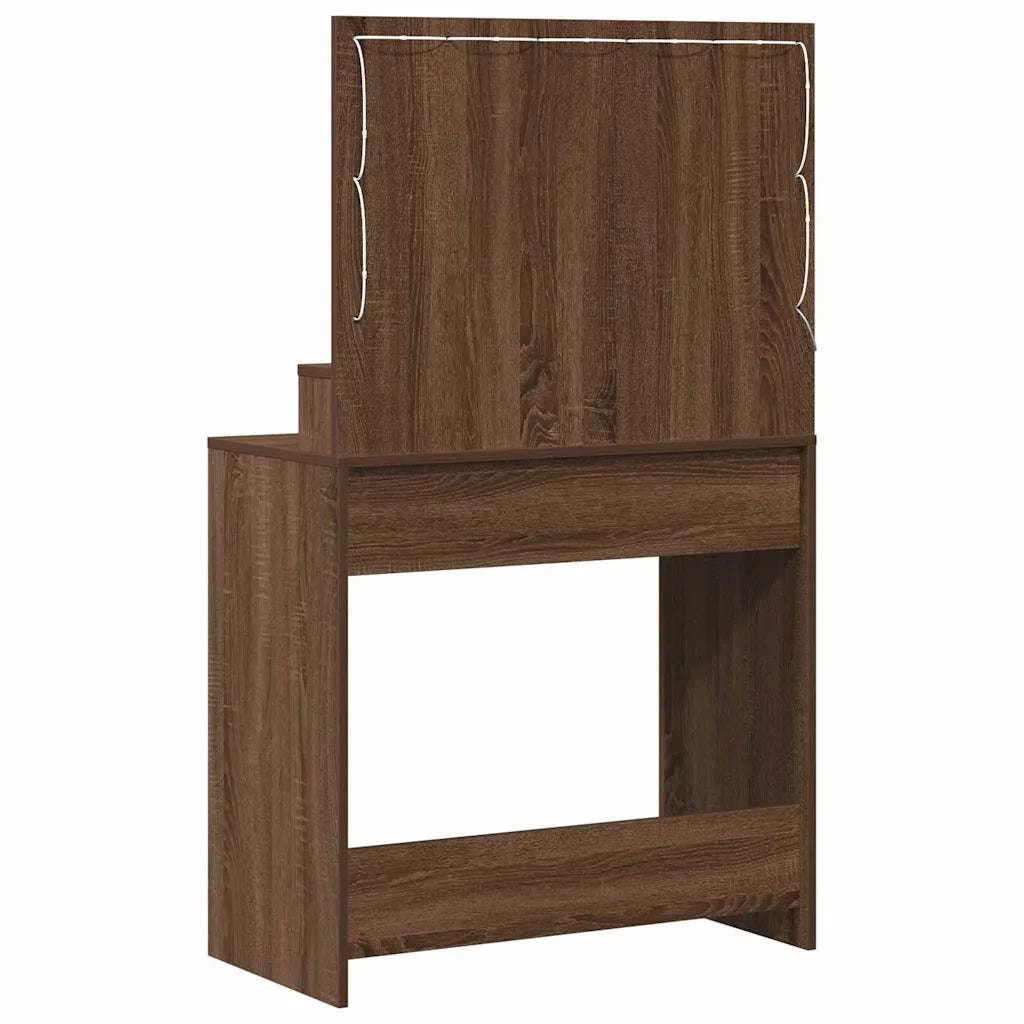 Tavolo da Trucco con specchio Rovere Marrone 75,5 x 41 x 135 cm 865115