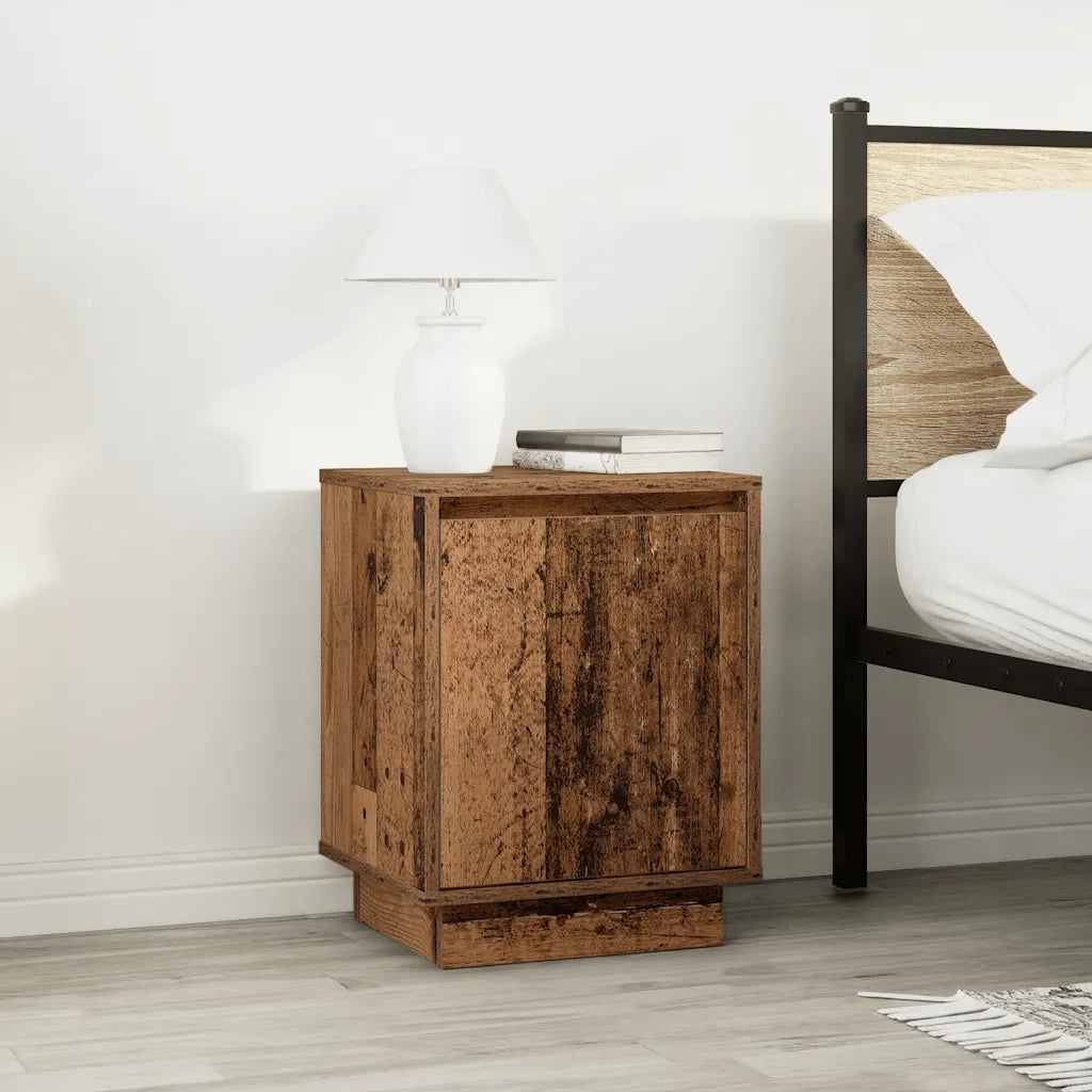 Comodini con Luci a LED 2 pz Legno Antico 38x34x50 cm