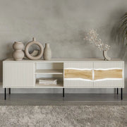 Luvinate, Mobile Porta tv 2 Ripiani, 190x40x61.5h cm Beige