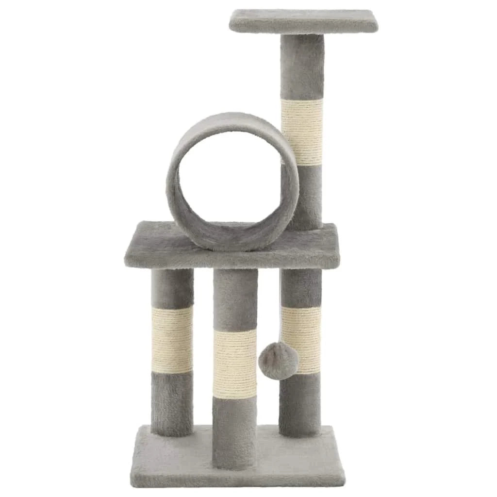 Tiragraffi albero per gatti cuccia per gatti peluche in sisal 65 cm grigio 3702123