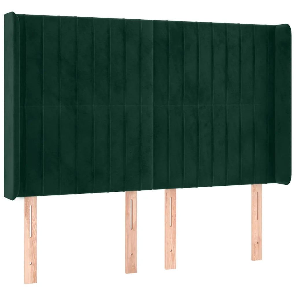 Letto a Molle con Materasso e LED Verde Scuro 140x190cm Velluto 3139682
