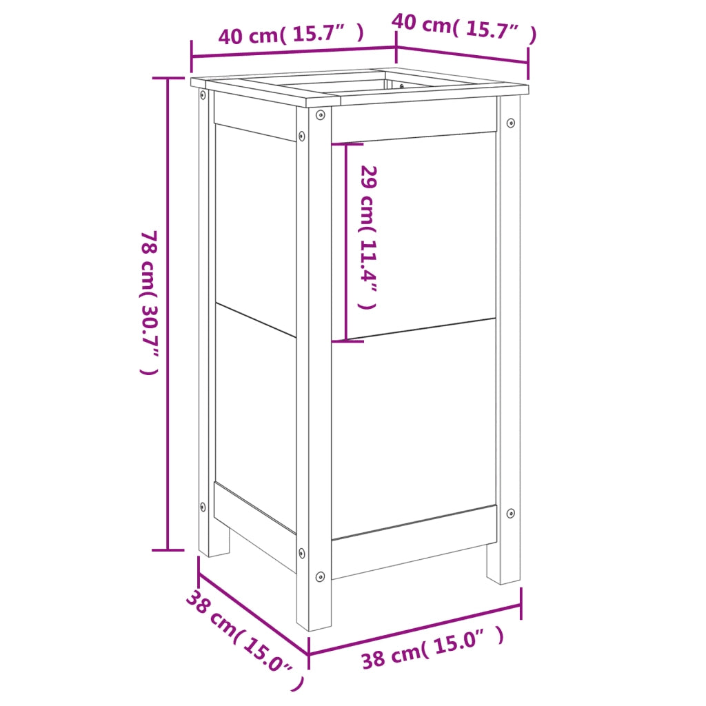 Fioriera da Giardino Ambra 40x40x78 cm Legno Massello di Pino 825278
