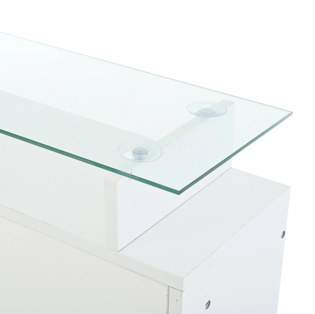 Set ingresso 4 pezzi con specchio e scarpiera 89;5x23x96;5 cm; bianco opaco e vetro
