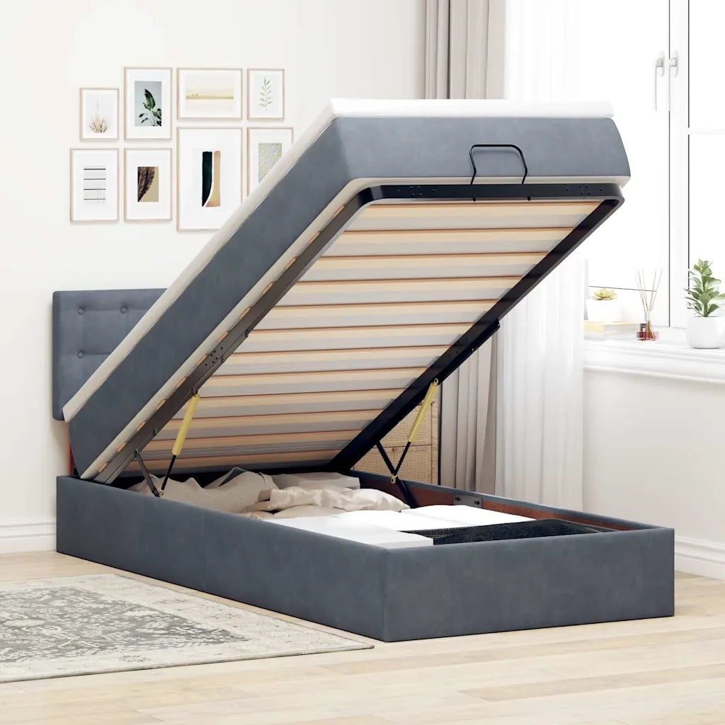 Struttura Letto Pouf con Materasso 100x200 cm Velluto 3312747
