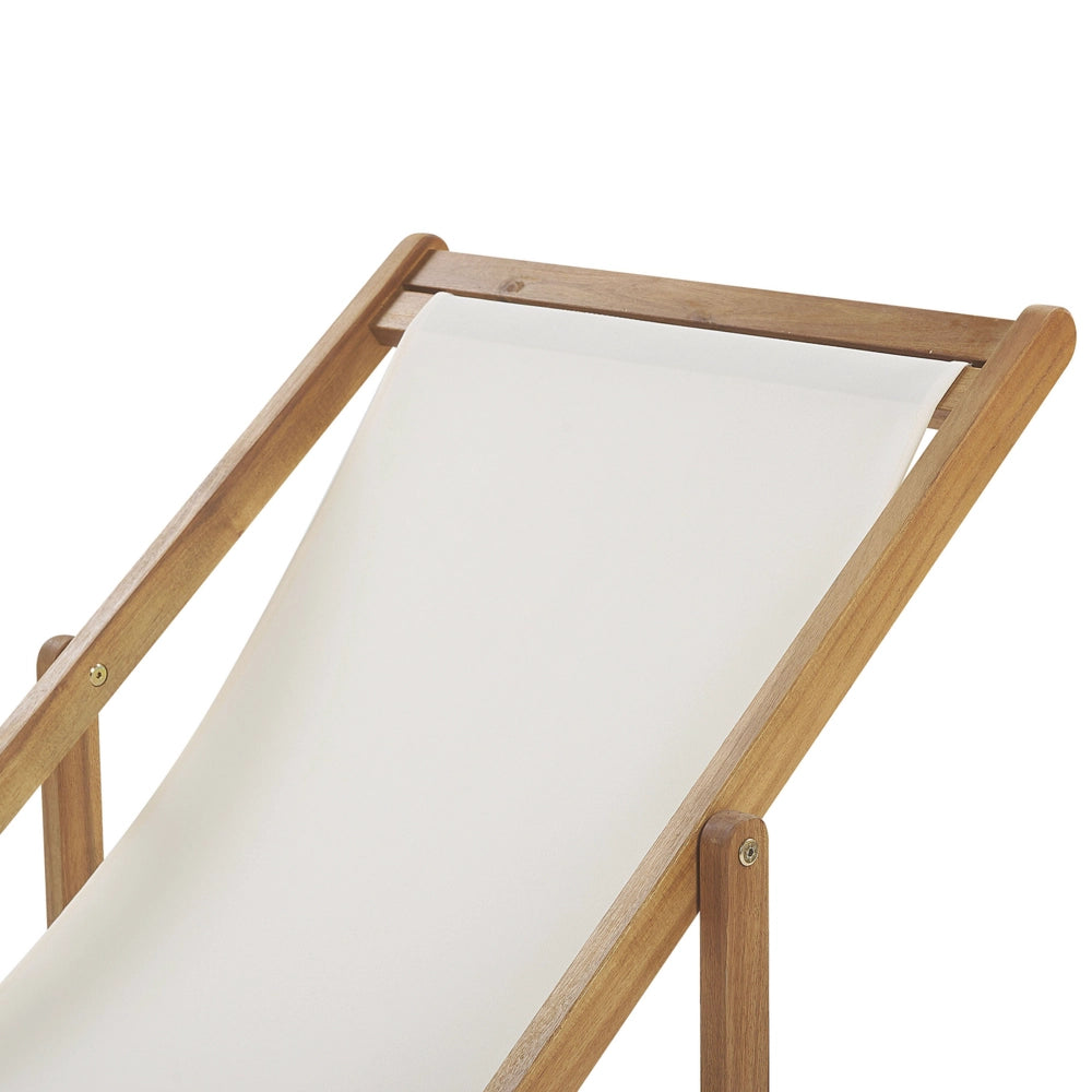 Set di 2 sedie a sdraio da giardino con struttura in legno di acacia chiaro con motivo floreale in tessuto amaca sedile reclinabile