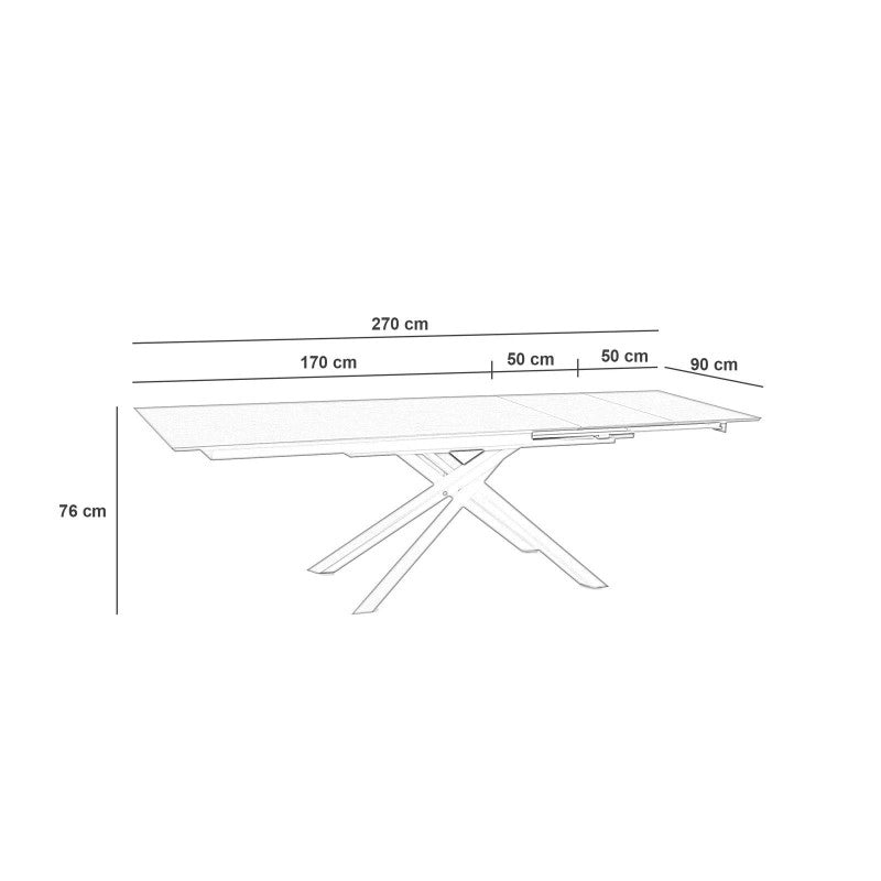 Tavolo Allungabile 170/270 x 90 cm Xavier 90cm X 170/270cm H 76cm Stones