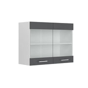 Vicco Pensile universale Antracite lucido 80 cm con ante in vetro