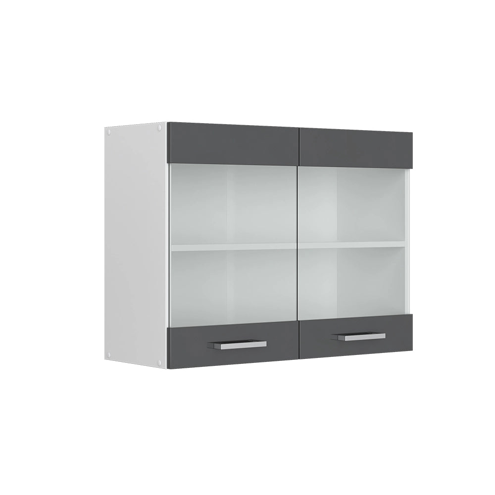 Vicco Pensile universale Antracite lucido 80 cm con ante in vetro