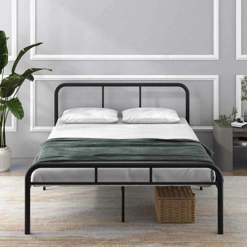 Struttura per Letto Matrimoniale, Letto Piattaforma in Metallo Moderno con Testiera e Pediera, 12 Doghe Metalliche, Silenziosa, Carico 300 kg (Stile 2 190x140cm)