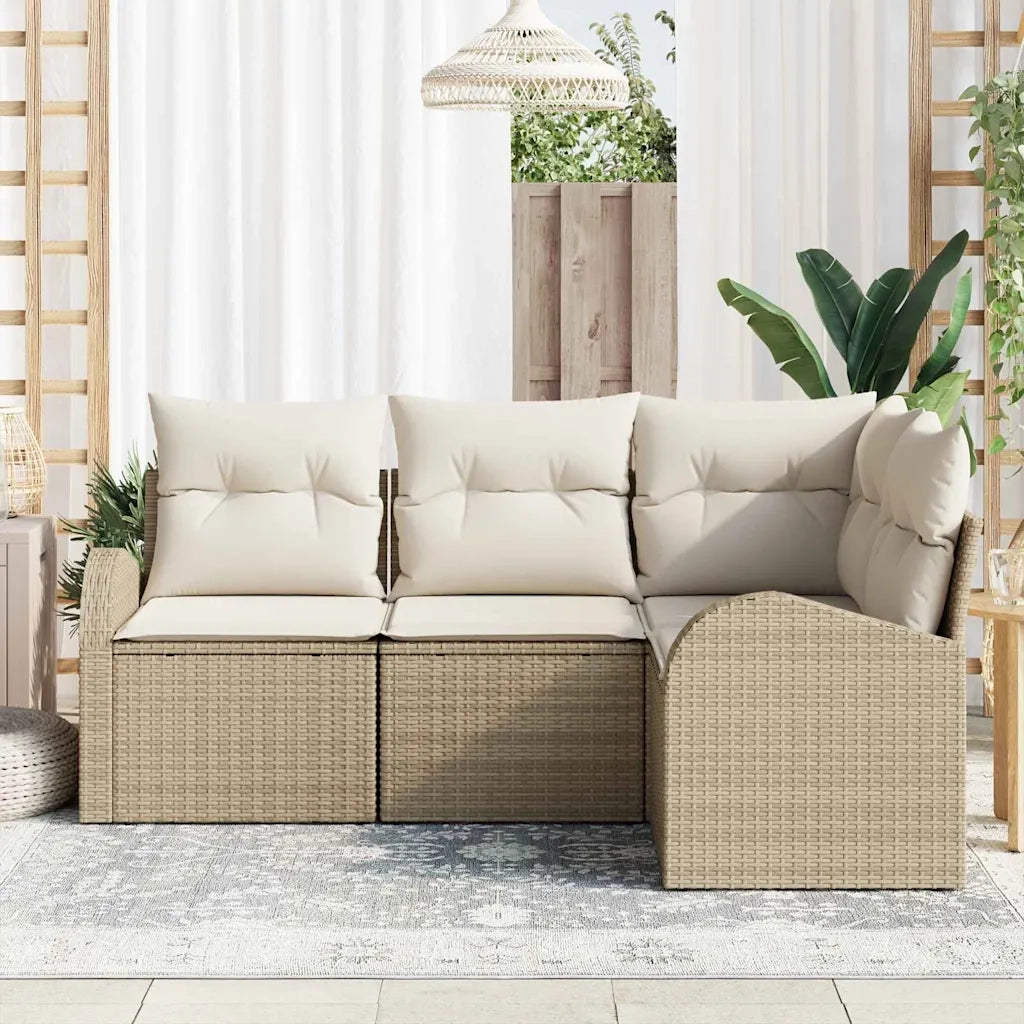 Set Divano da Giardino 4 pcs Beige polyrattan