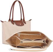 Organizzatore per borse Longchamp, organizzatore per tasche in velluto con diverse tasche, tasca interna per borse da mano per Longchamp, grande inserto per borse da mano (beige, L)