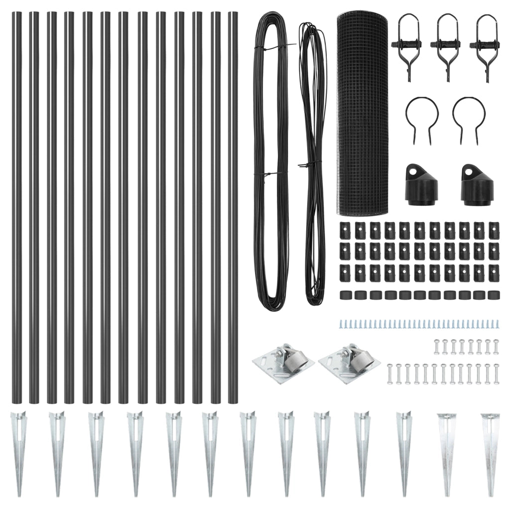 Set di Pali di Recinzione Set di 2 Grigio Plastica 25 x 1 m